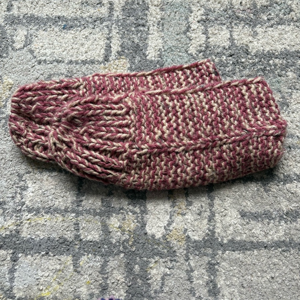 Cozy Knit Socks in Red and Cream